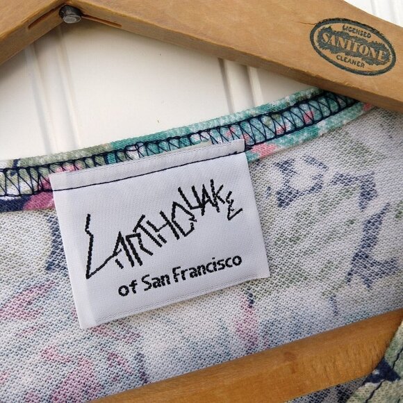 Vintage 90's Floral Crop Top Size M Button Front Tapestry Knit Grunge Coquette - Picture 11 of 15